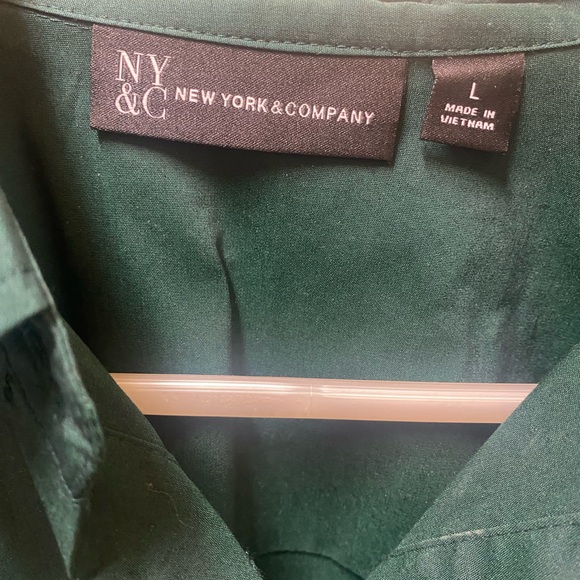 New York & Company Size L Lg sleeve-button down shirts-Royal/Emerald green/Black - Picture 11 of 13
